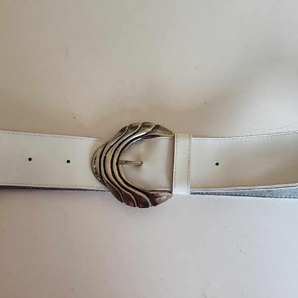 Vintage White Patent Genuine Leather Belt